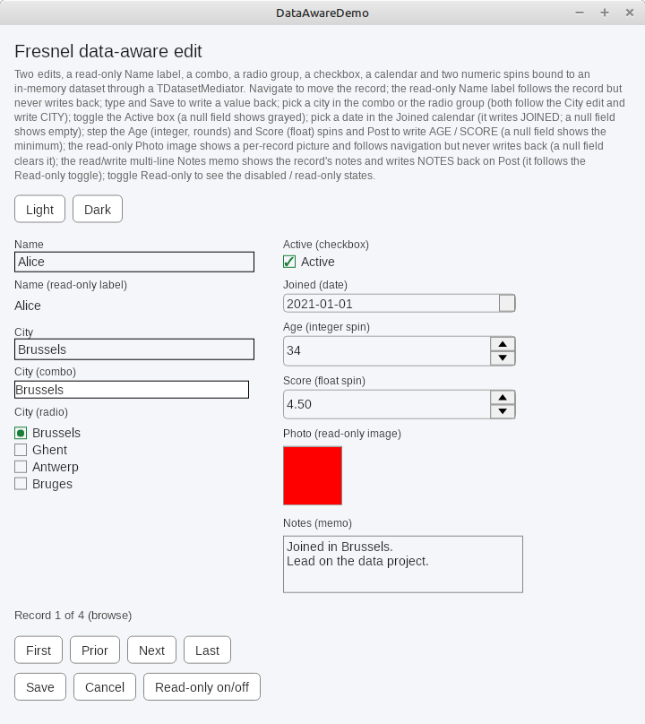 Controls connected to a dataset through mediators.